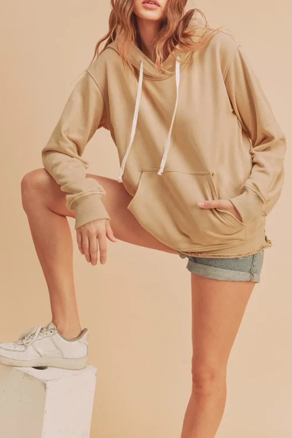 Oatmeal Retro Versatile Slimming  Hoodie