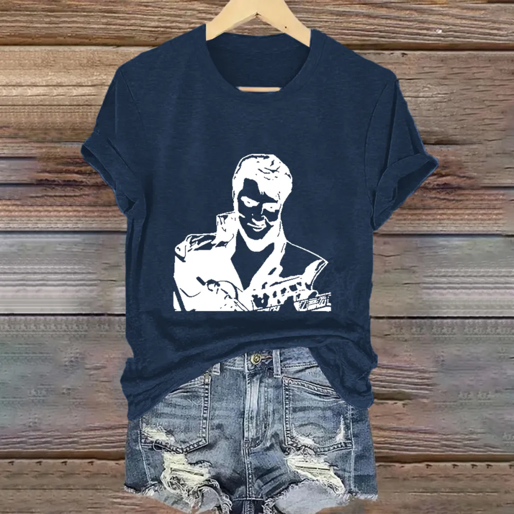 Women's Print Short Sleeve Round Neck Cotton T-Shirt