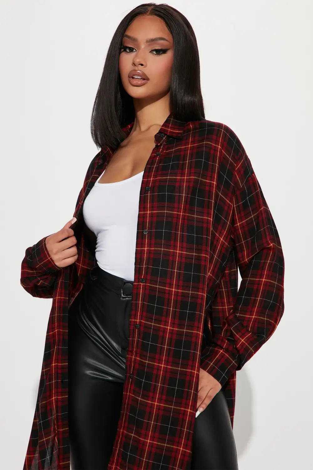 Paris Plaid Maxi Top - Red/Combo