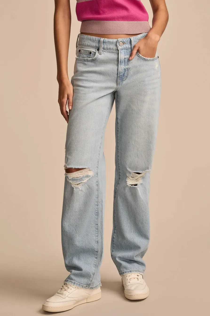 Distressed Light Wash Denim The Baggy