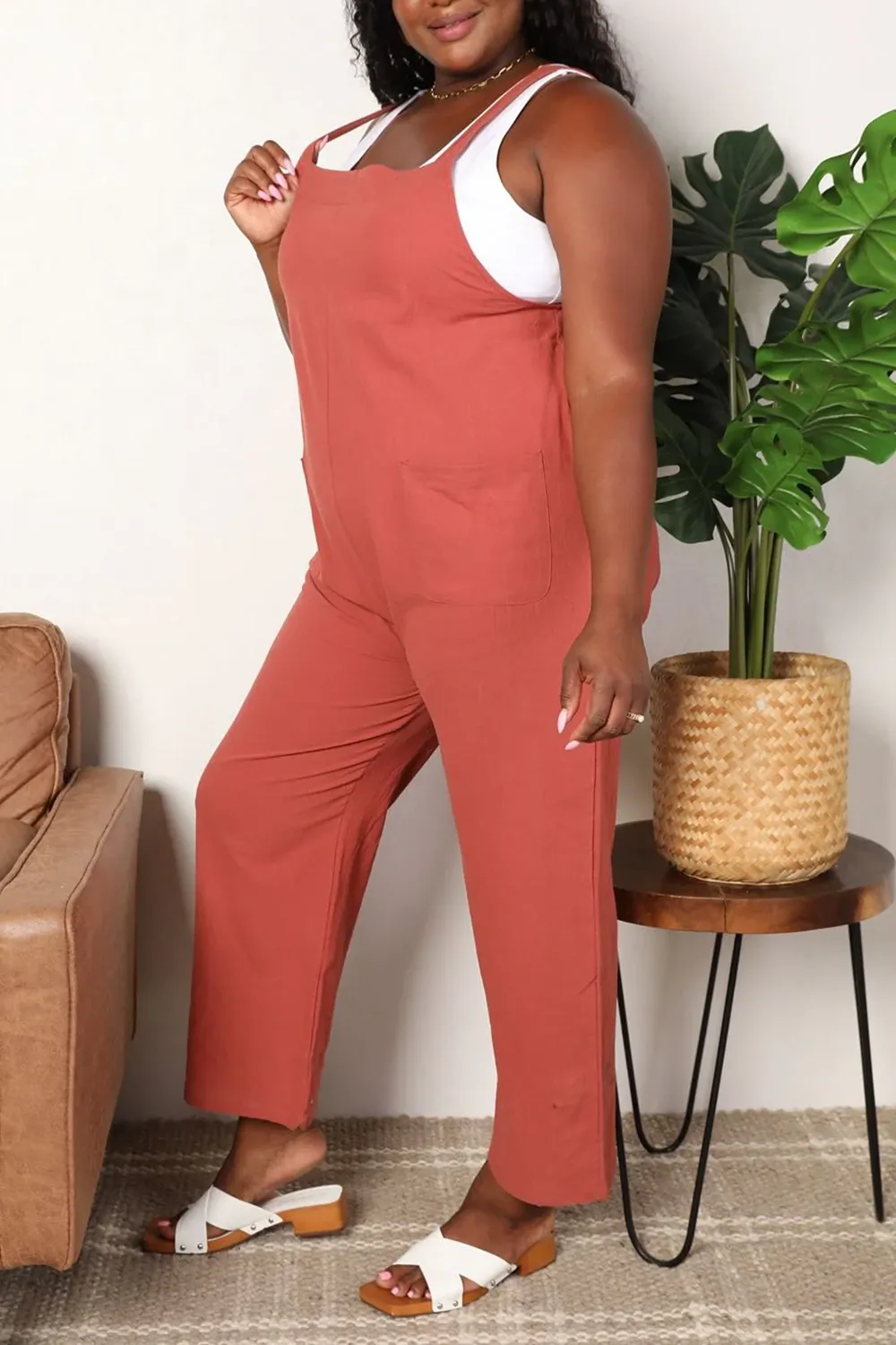 Red Orange Loose Soft Breathable Jumpsuit