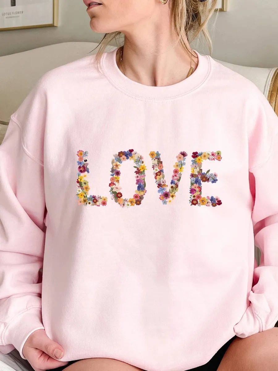 Floral LOVE Print Sweatshirt