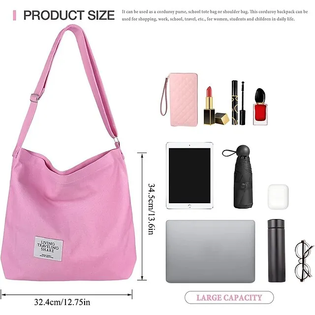 Canvas Tote Bag For Women Retro Large Size Canvas Shoulder Bag Hobo Crossbody Handbag Casual Tote For Shopping And Travel