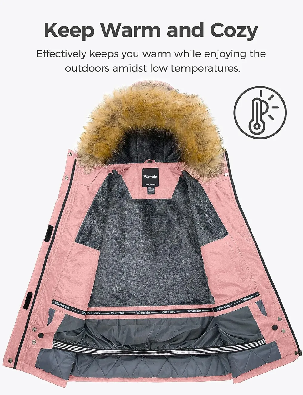 Women's Waterproof Ski Jacket Hooded Winter Snow Coat Mountain Snowboarding Jackets Insulated Fleece Parka