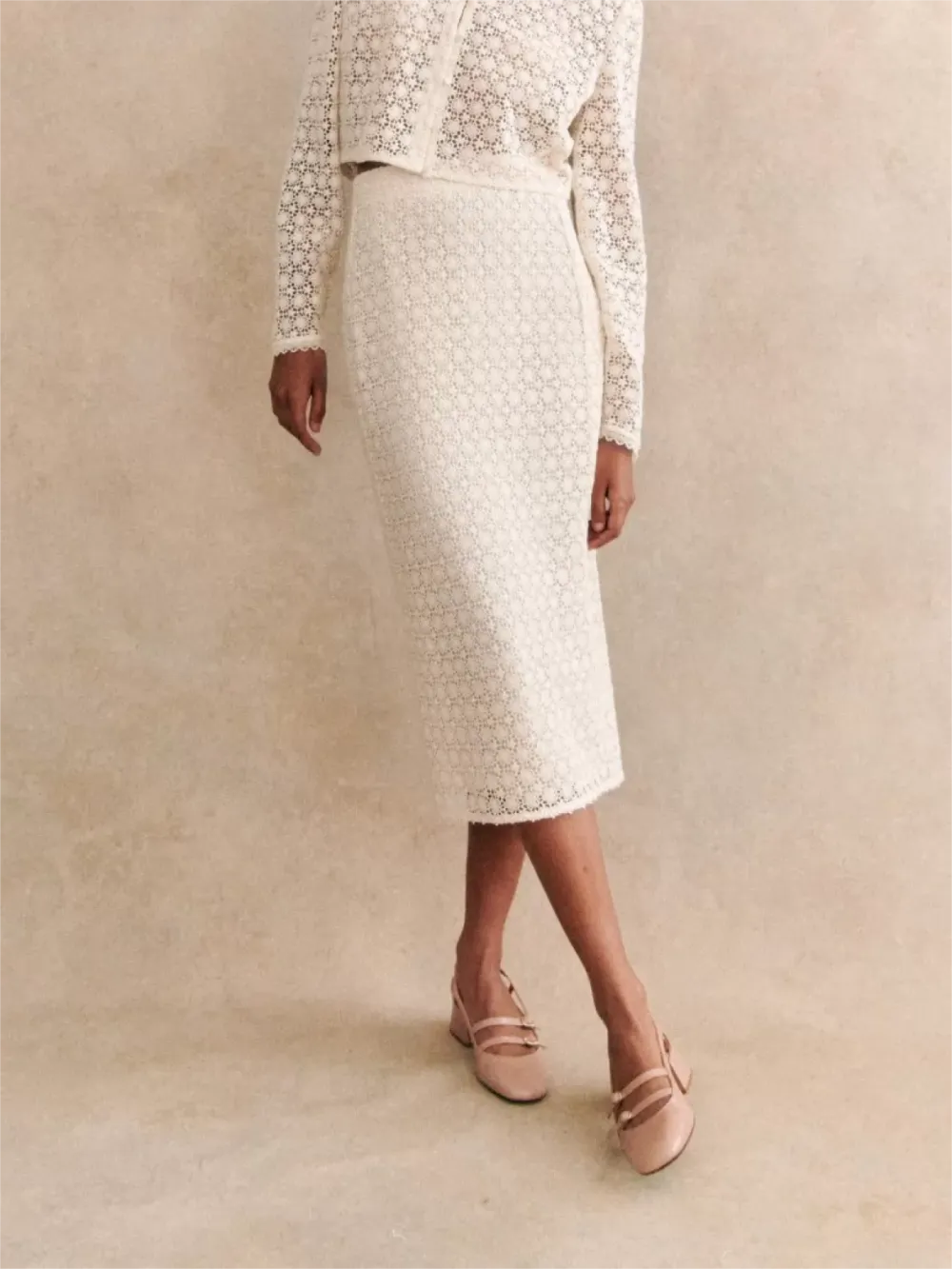 Sequin Midi-Length Straight Skirt