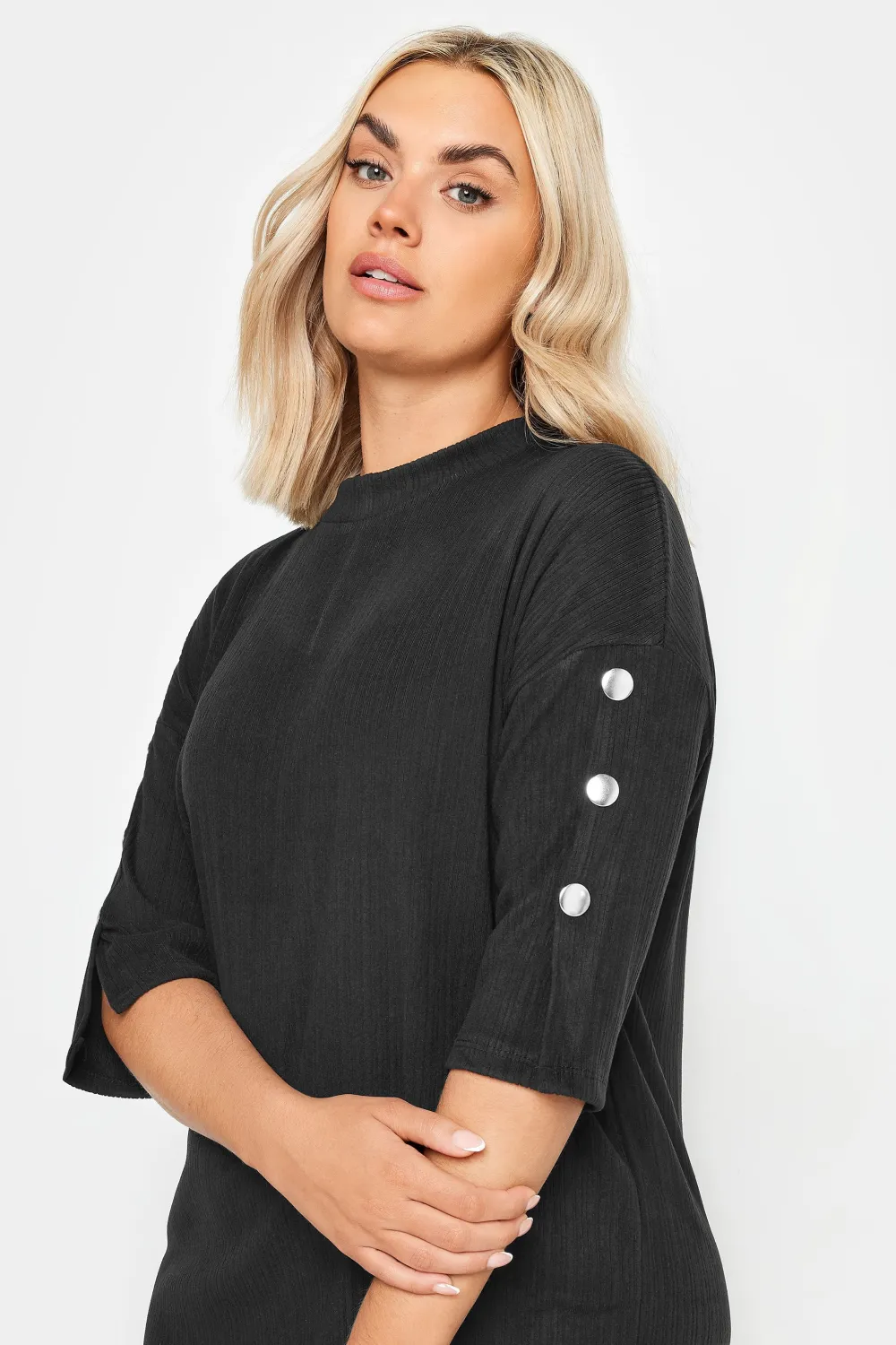 YOURS Curve Beige Brown Soft Touch Button Detail Mini Dress