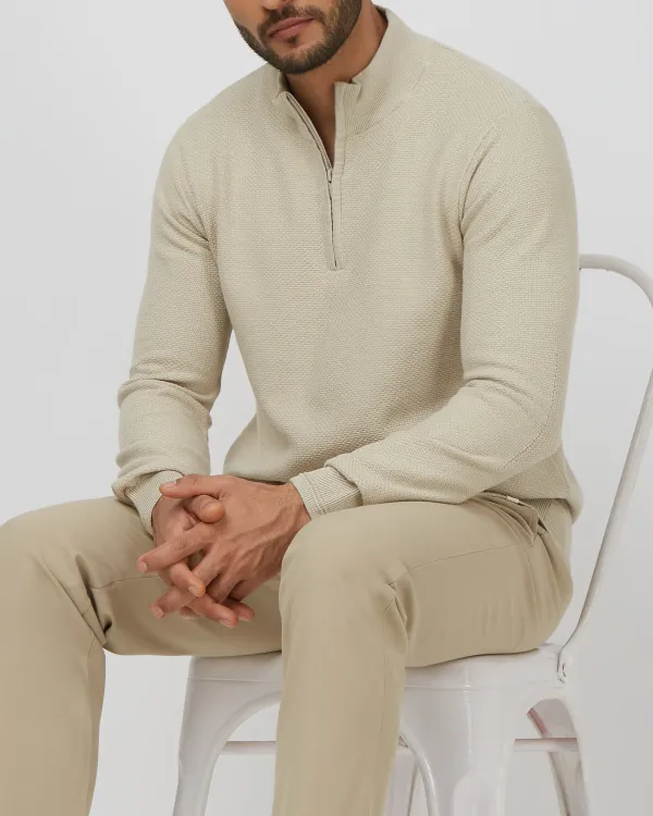 Comfortable Soft And Light-Skinned Slim Beige Sweater