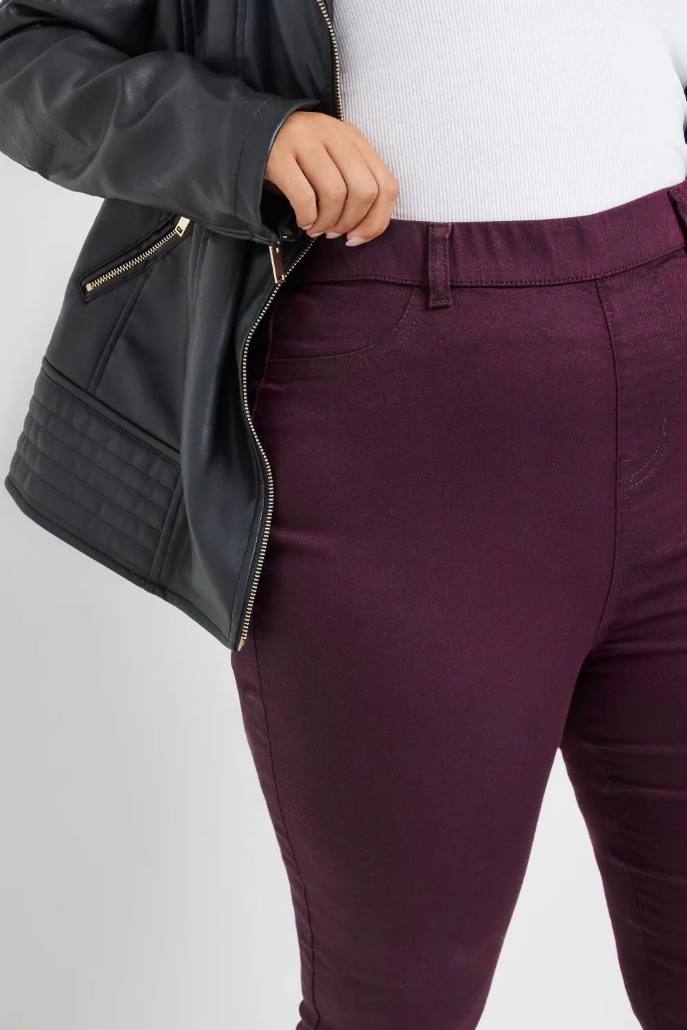YOURS Curve Burgundy Red Stretch Pull On GRACE Jeggings