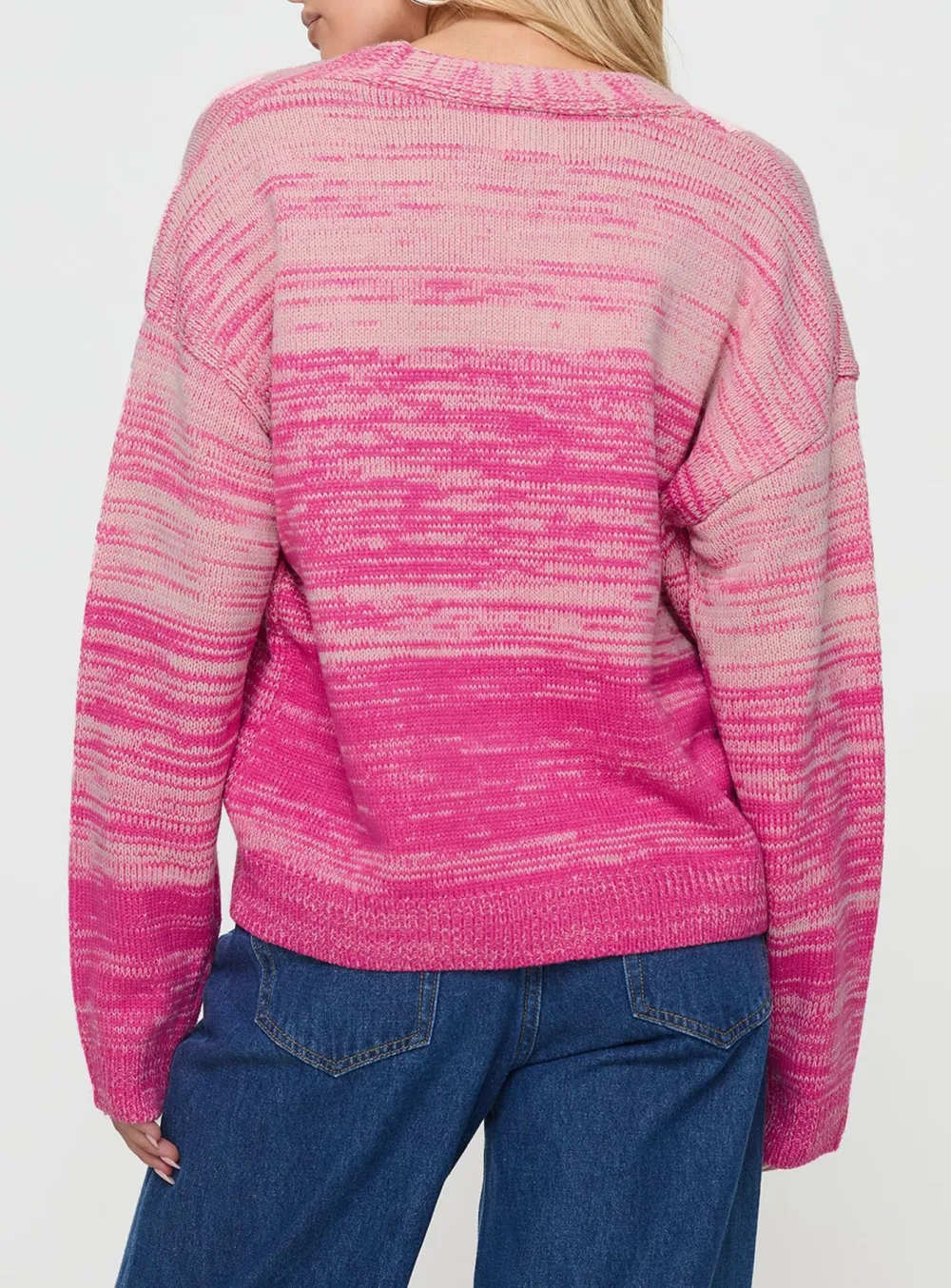 Button Cardigan Ombre Pink
