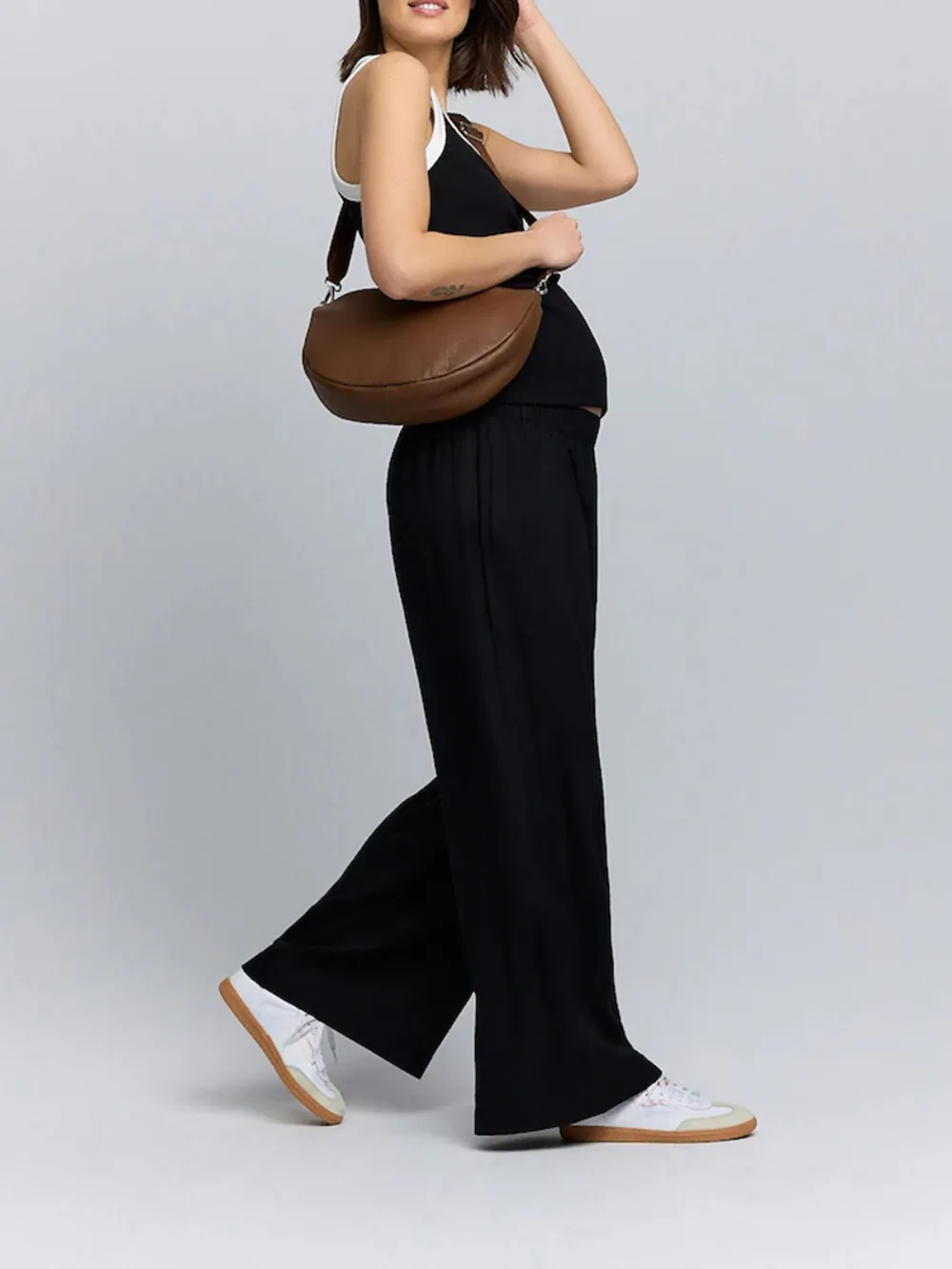 Black Wide-Leg Pants With Linen