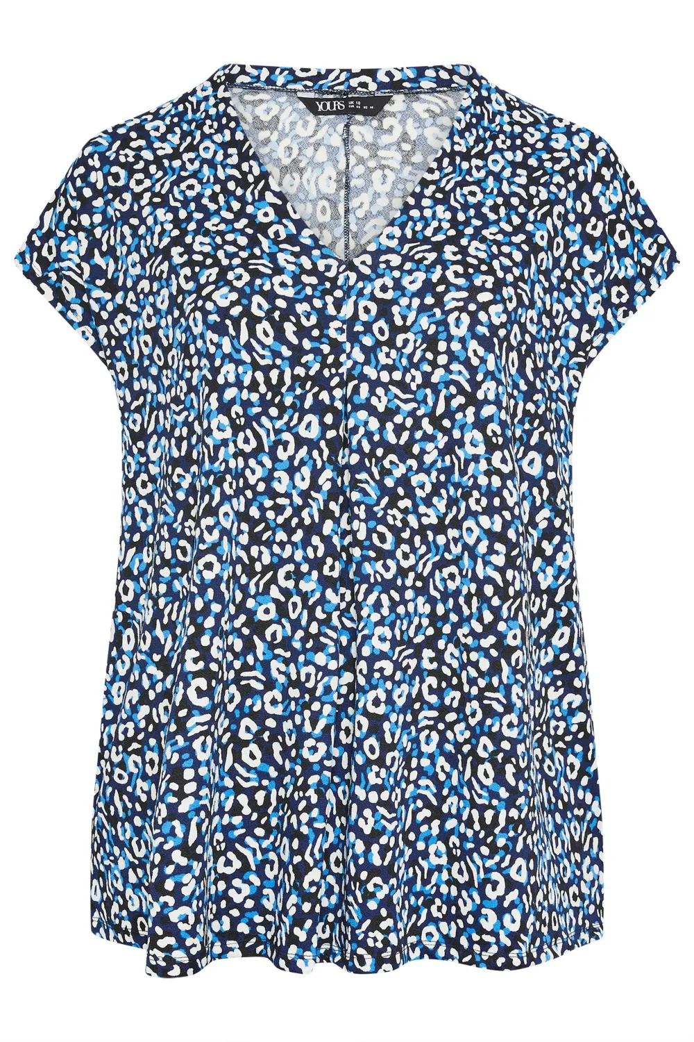 YOURS Curve Blue Leopard Print Pleat Front Blouse