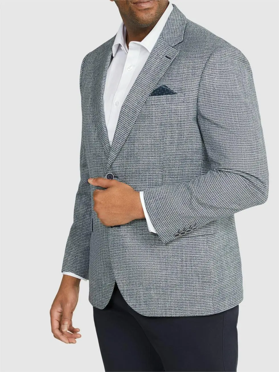 NAVY LAPEL STRETCH BLAZER