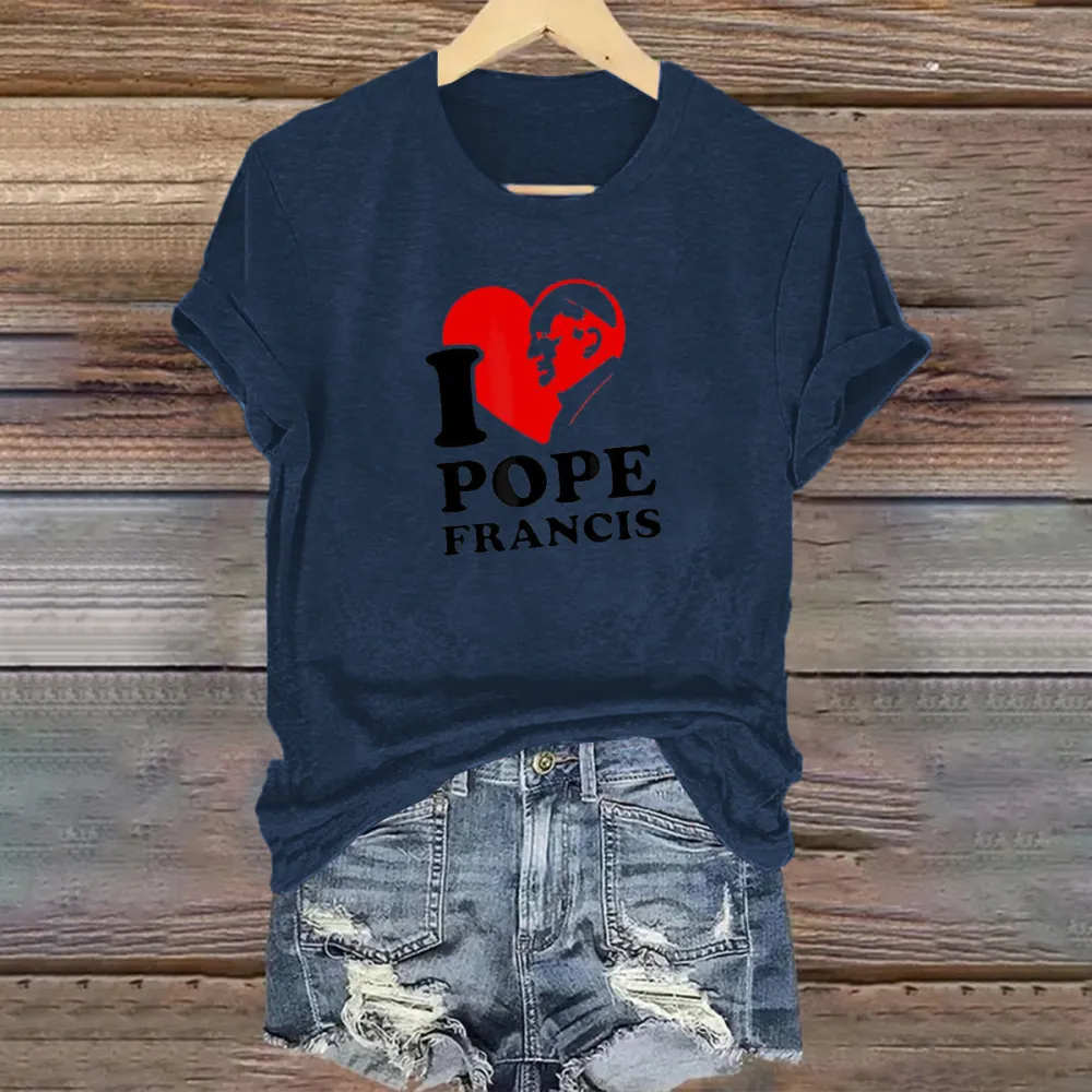 Men's I Love PF Print Short Sleeve Round Neck Cotton T-Shirt