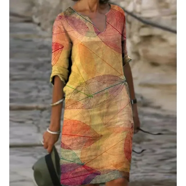 Women‘s Casual Dress Ethnic Dress Shift Dress Midi Dress Leopard Black White Half Sleeve Floral Print Summer Spring V Neck Basic Daily Vacation Weekend 2023 S M L XL XXL 3XL