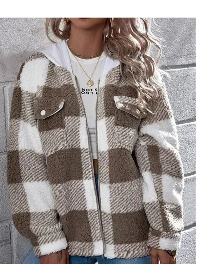 Fluff/Granular Fleece Fabric Loose Hoodie Teddy Jacket