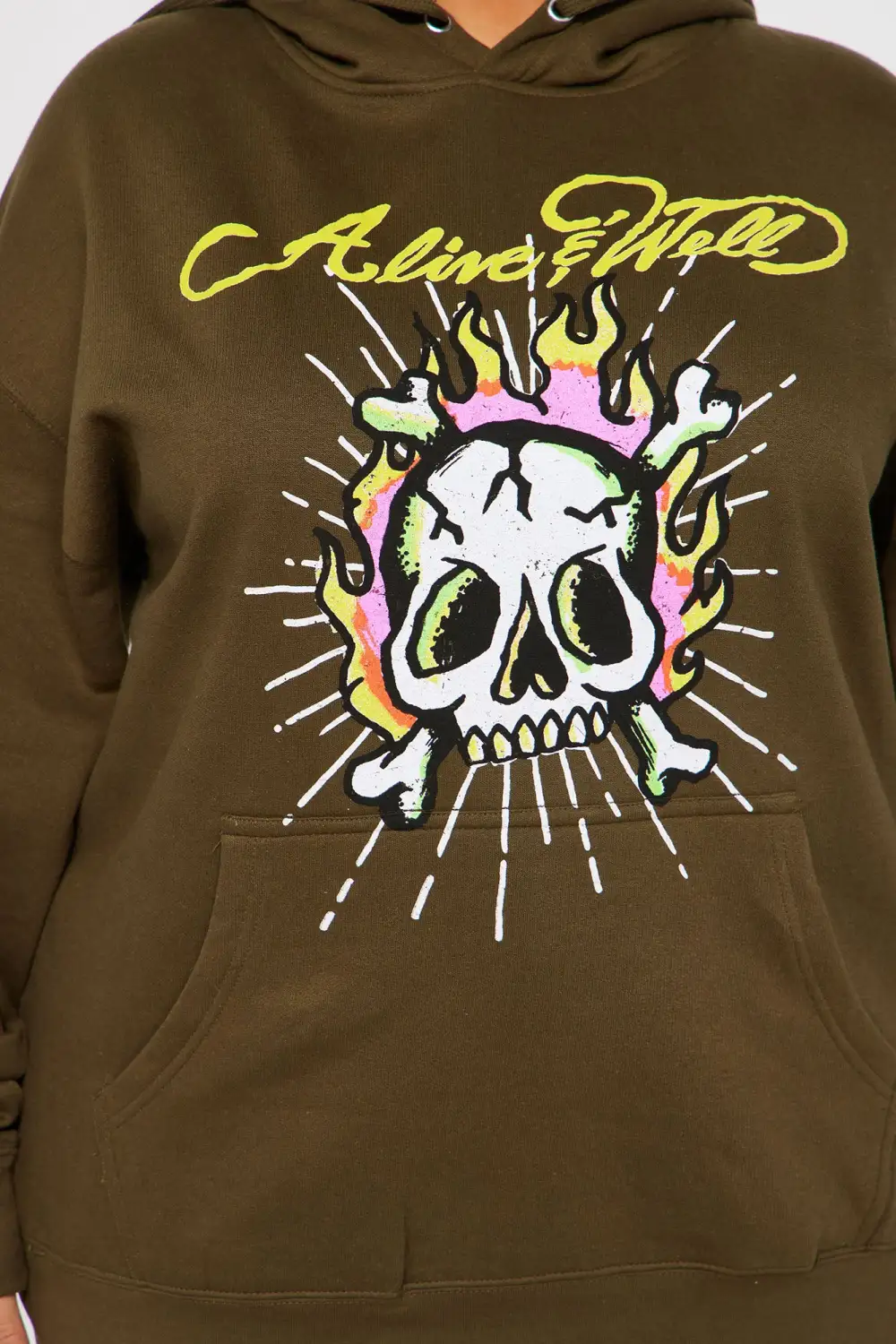 Alive And Well Skull Hoodie - Olive