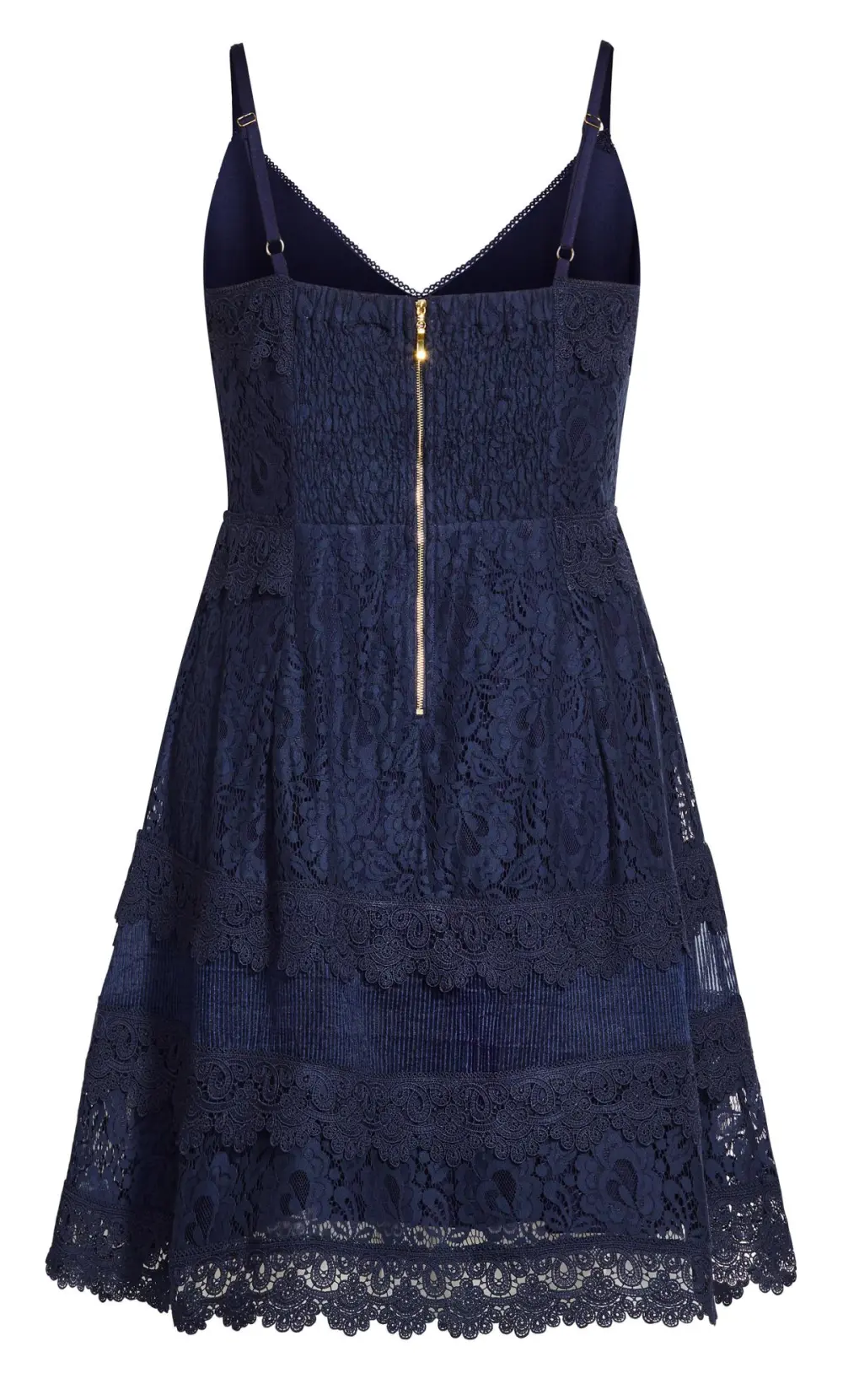 Evans Navy Blue V-Neck Lace Midi Dress