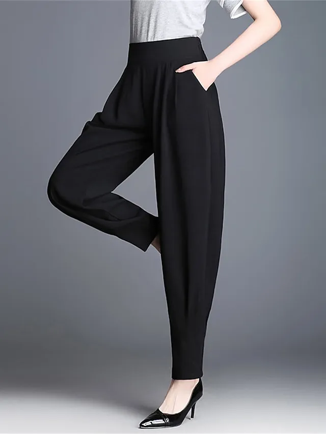Women's Skinny Pants Trousers Tapered Carrot Pants Black High Waist Fashion Streetwear Street Daily Wear Vacation Pocket Full Length Comfort Plain S M L XL 2XL