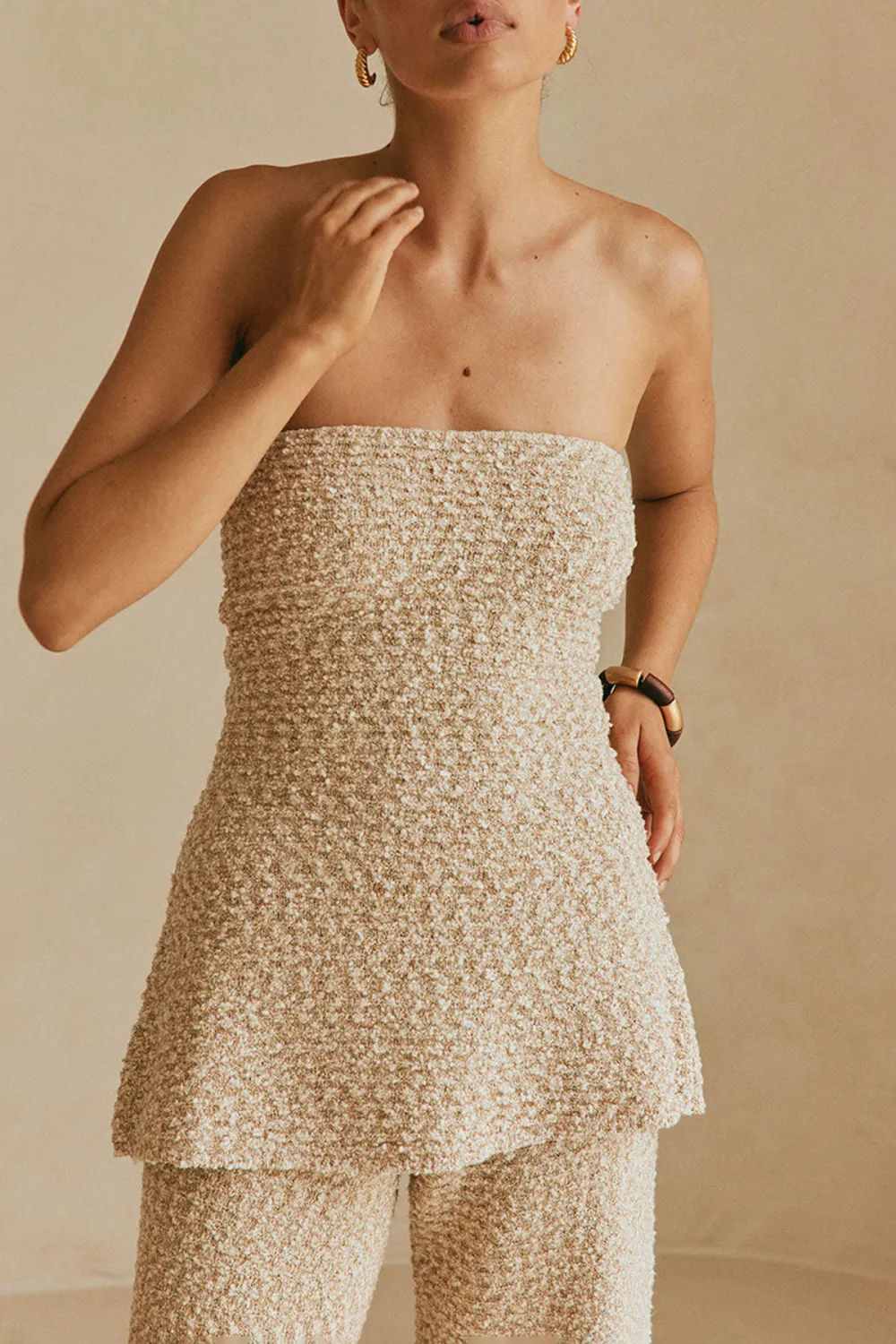 Strapless Ruched Knit Top