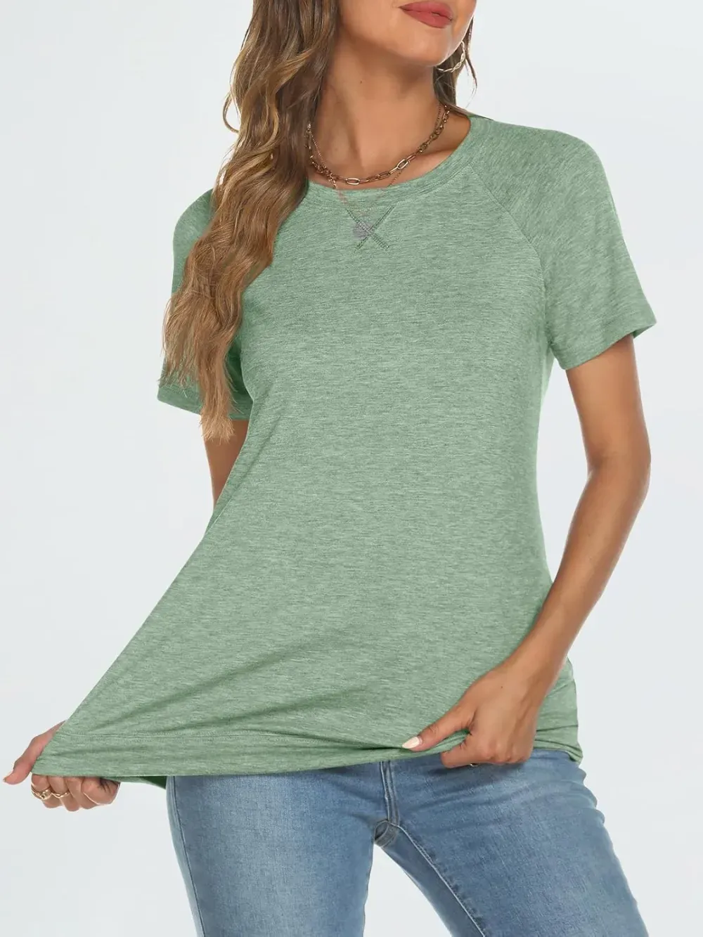 AUTOMET T Shirts Short Sleeve Crewneck Tees for Women Trendy Lightweight Soft Casual Summer Tops Clothes 2024