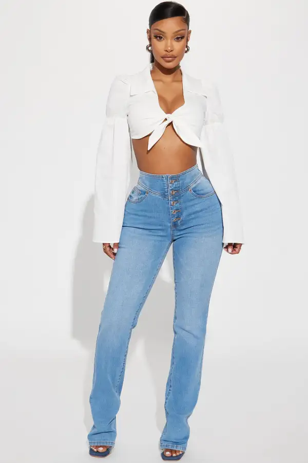 Vaelyn Poplin Top - White