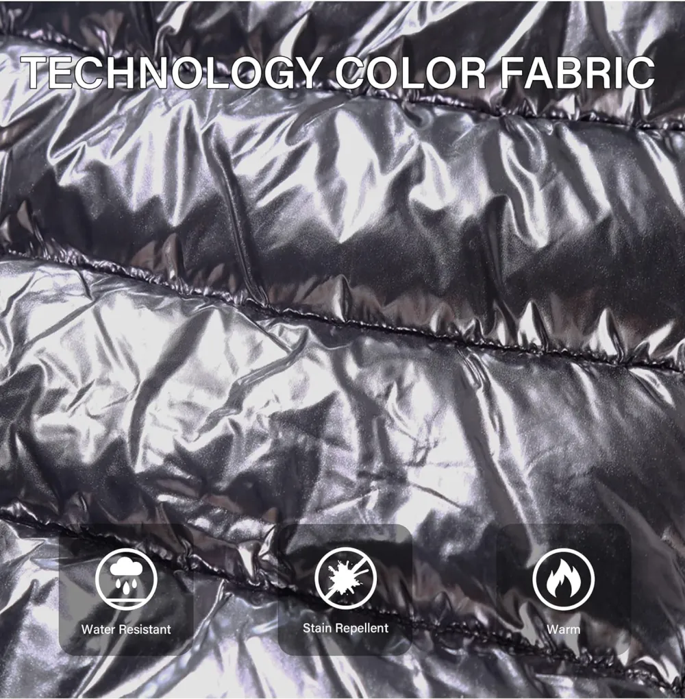 Womens Lightweight Puffer Jacket, Winter Coats for Women Warm Quilted Bubble Padded Hood Coat with Faux Fur Collar