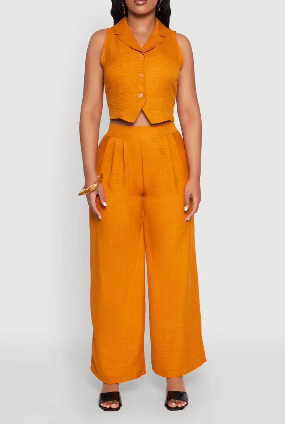 Flip Collar Vest Jacket