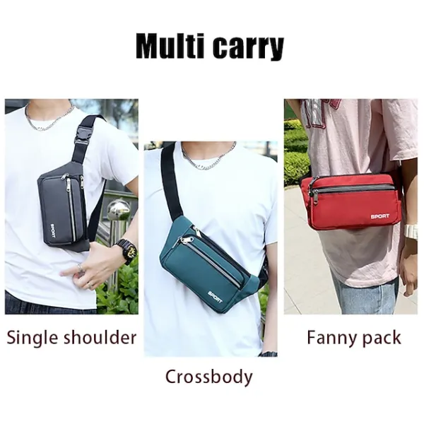 Men's Crossbody Bag Shoulder Bag Belt Bag Nylon Outdoor Holiday Zipper Large Capacity Lightweight Durable Solid Color Four Pockets - Lake Blue Four Pockets - Gray Four Pockets - Red