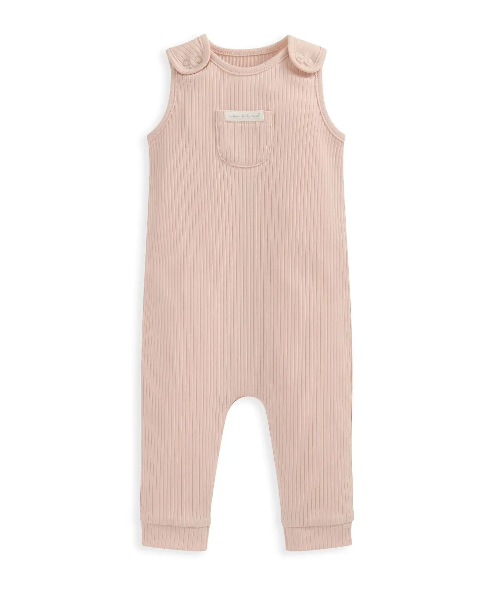 Organic Ribbed Romper - Pink