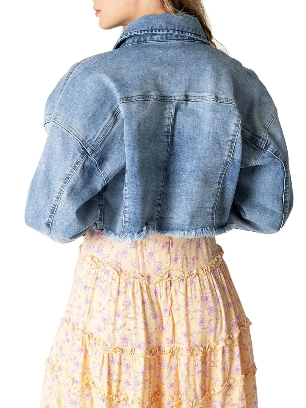 Light Blue Cropped Denim Jacket