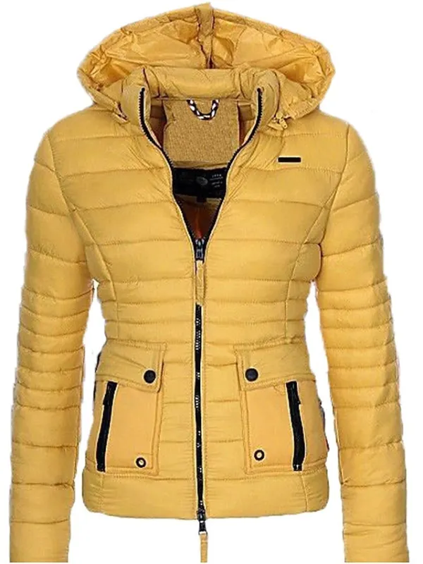 Women's Parka Fleece Lined Puffer Jacket Thermal Warm Winter Coat Windproof Heated Coat Zip up Drawstring Hooded Coat with Pocket Outerwear Long Sleeve