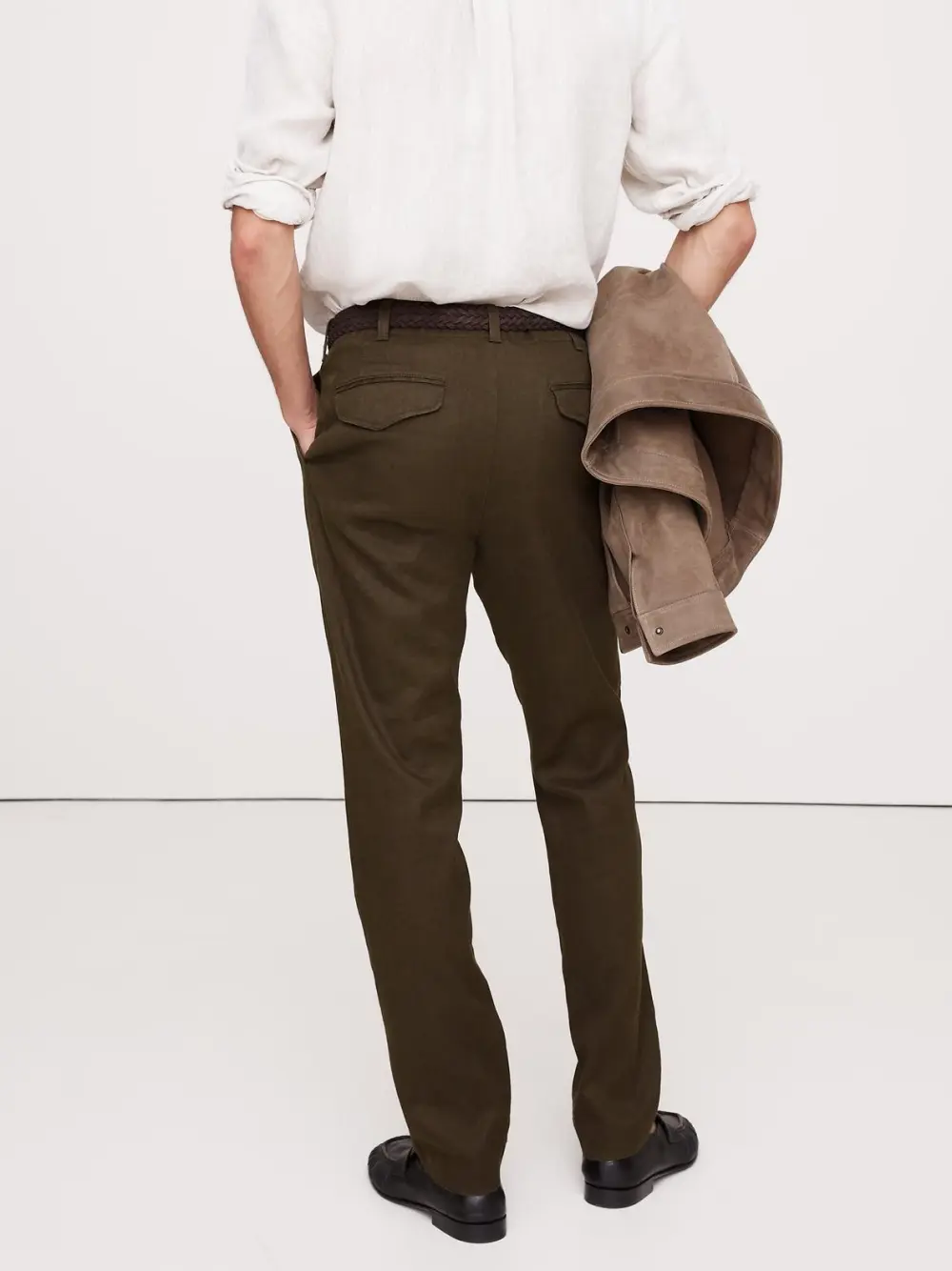 Men's Brown Slim-Fit Linen Cotton Trousers