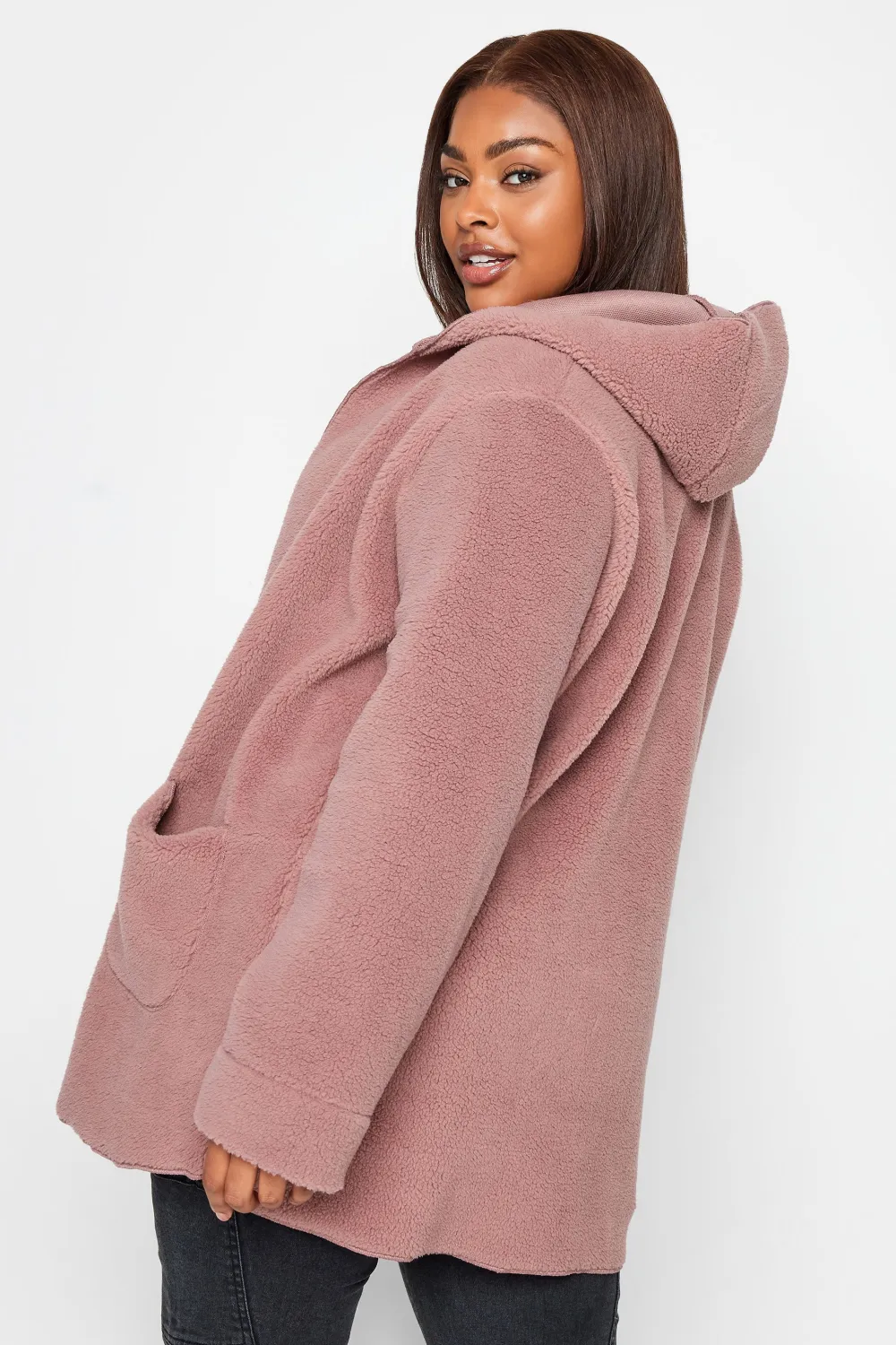 YOURS Curve Brown Teddy Hooded Jacket