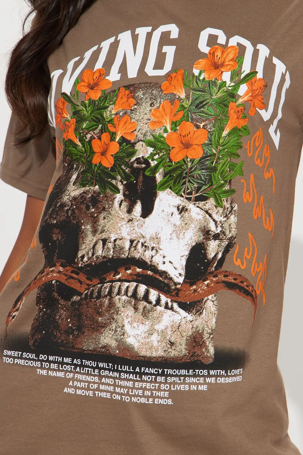 Loving Soul Skull Graphic Tee - Mocha