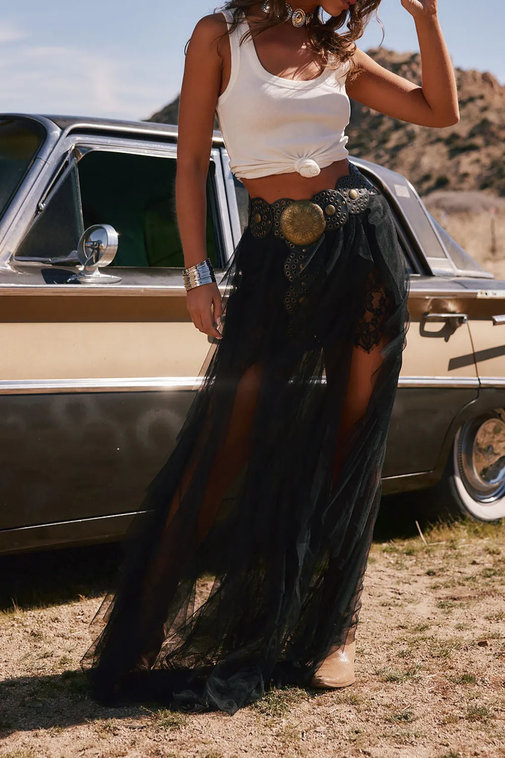 Rock Black Tulle Maxi Skirt