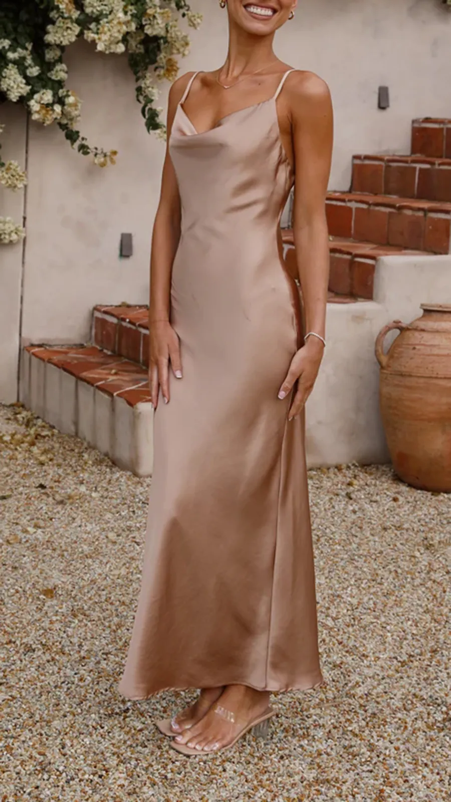 Flattering Cowl Neckline Dress