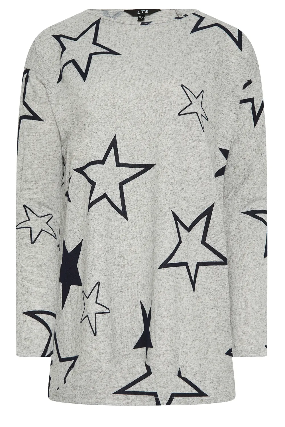 LTS Tall Grey Star Print Drop Shoulder Jumper