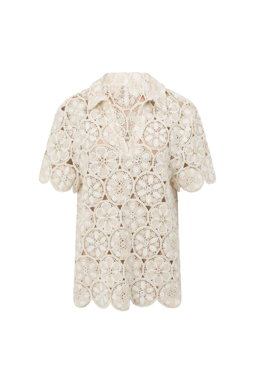 Crochet Open Work Short Sleeve Top