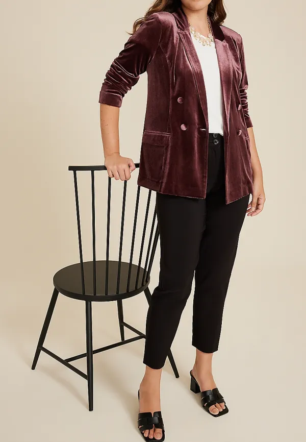 Velvet Long Sleeve Blazer