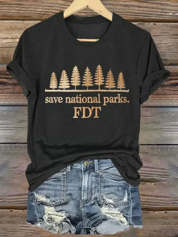 Women'S T-Shirt Women'S Retro Save National Parks FDT Print T-Shirt