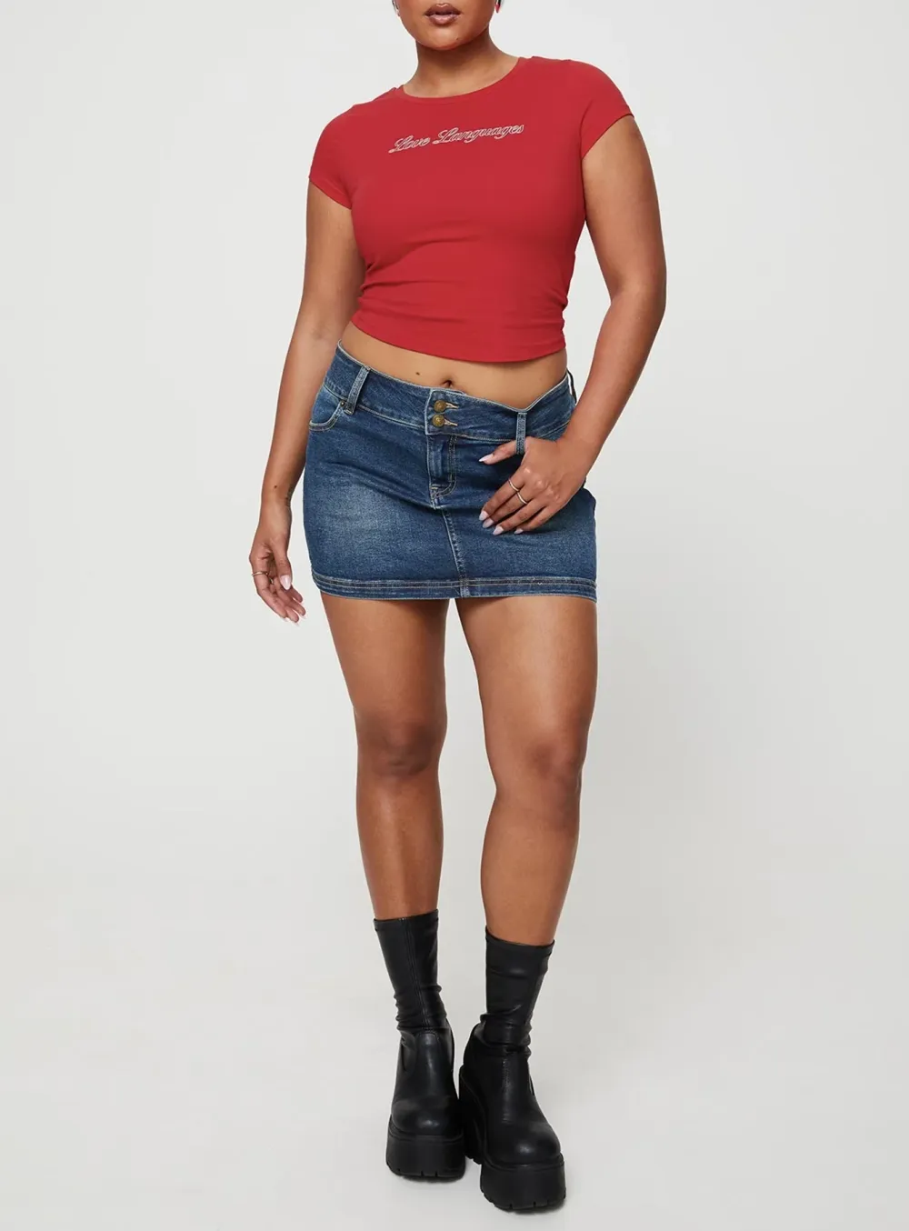 Low Rise Pocket Denim Mini Skirt