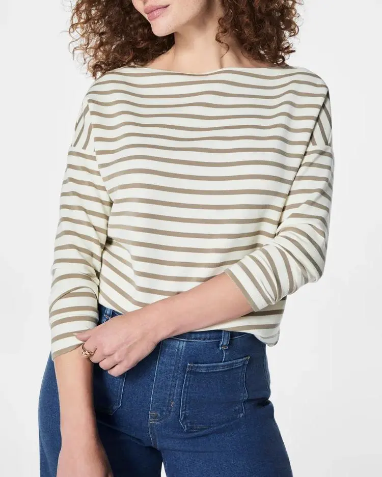Stripe Boat Neck Top