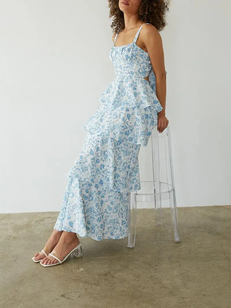Everlee Bustier Tiered Maxi Dress