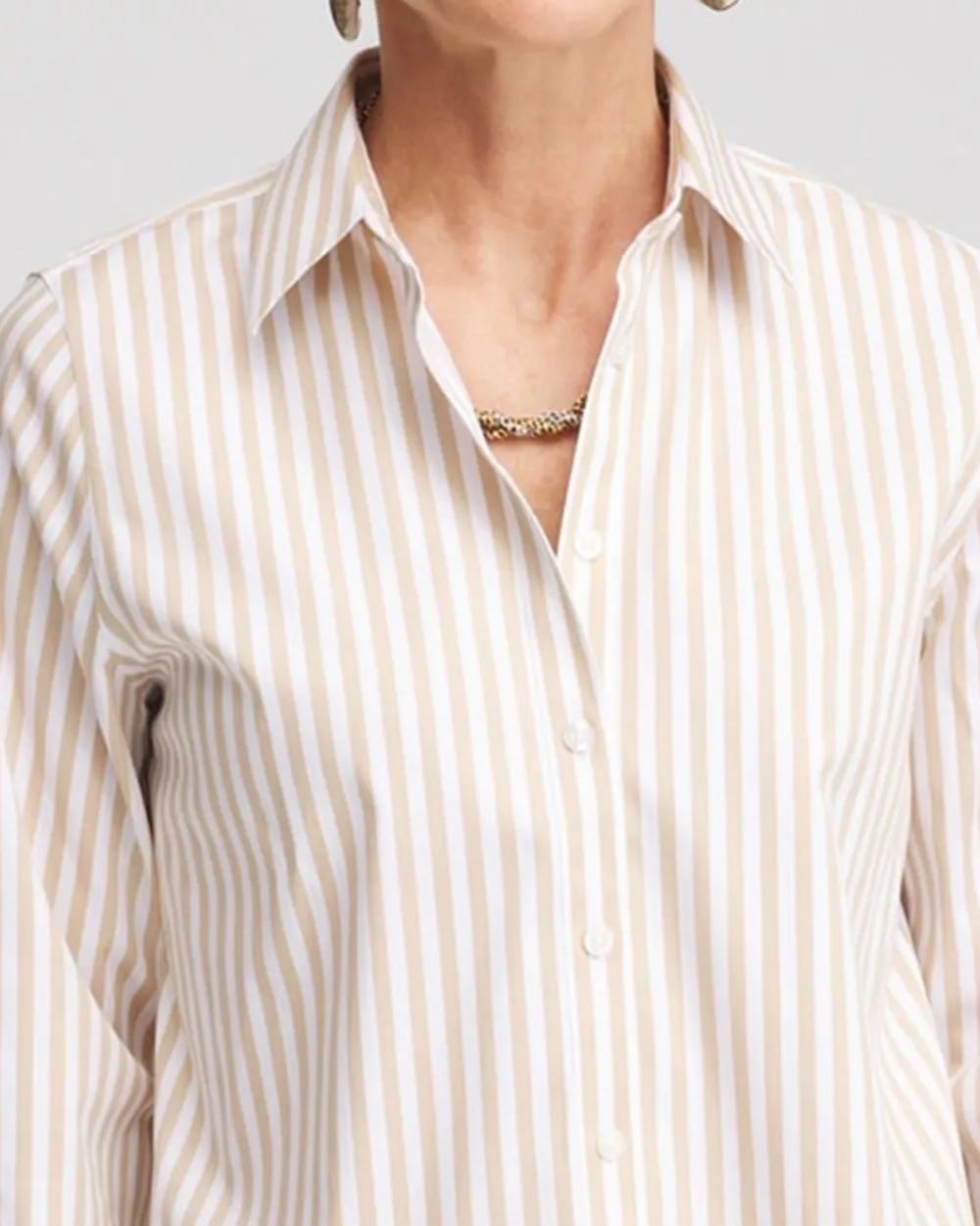 Beige Striped Long Sleeve Shirt