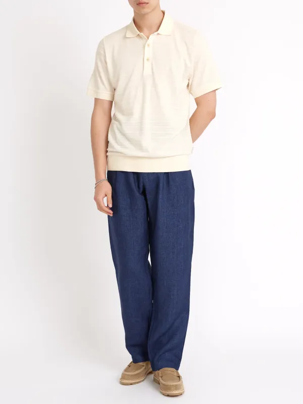 Cream Casual Style Short Sleeve Polo Shirt