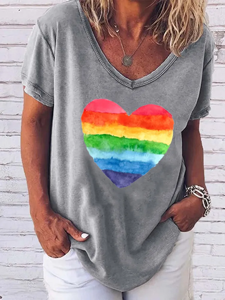 Women'S  Ainbow Heart Shirt LGBTQ Pride Shirt Rainbow Flag Tee Proud Ally T-Shirts