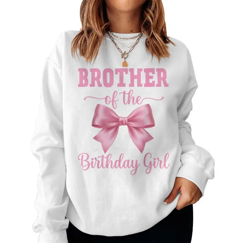 Brother Of Birthday Girl Coquette Bow Party Family Matching Women Sweatshirt