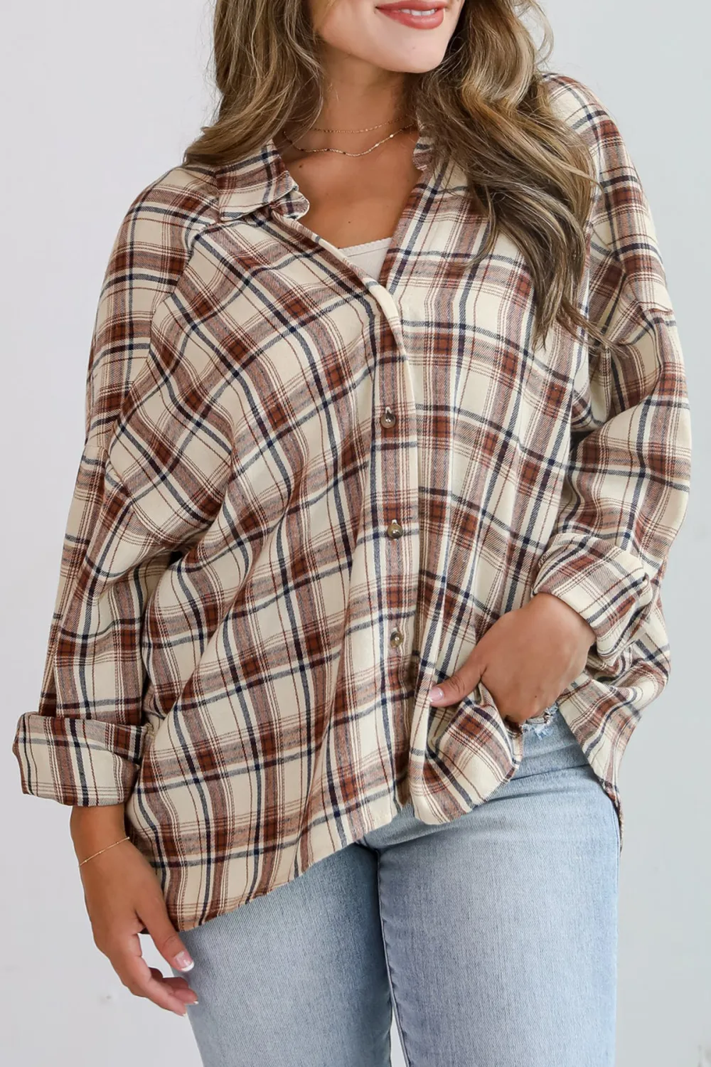 Adorably Classic Beige Plaid Flannel