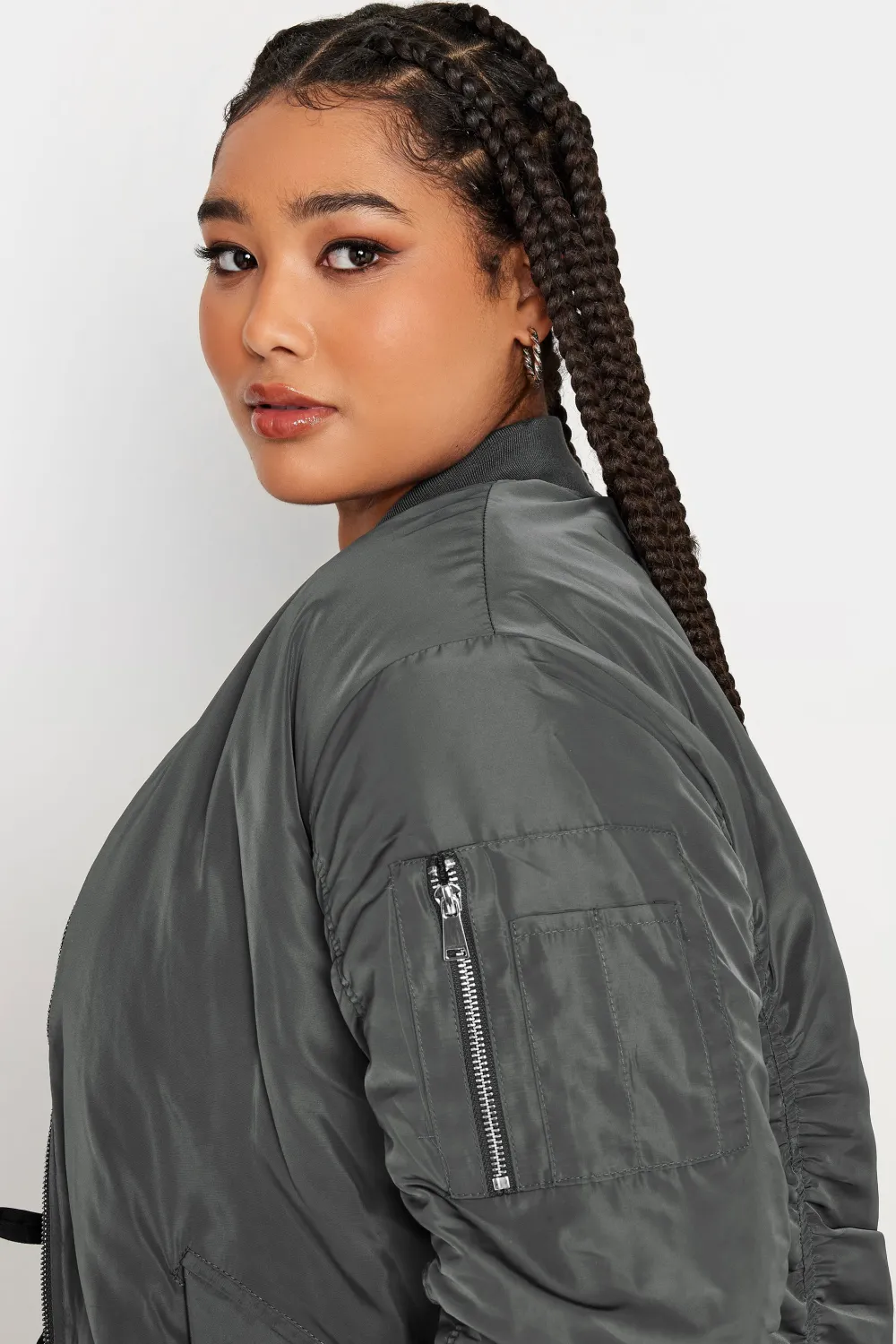 YOURS Curve Black Longline Bomber Jacket