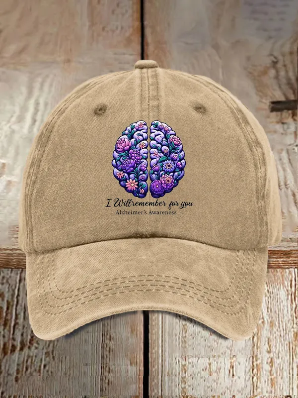 Alzheimer'S Awareness I Will Remember For You Floral Printed Baseball Cap